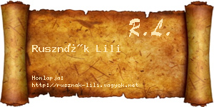Rusznák Lili névjegykártya